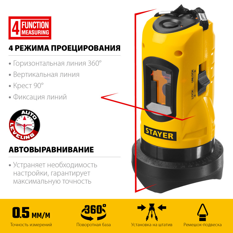 Лазерный уровень построитель плоскостей STAYER 34960-H2
