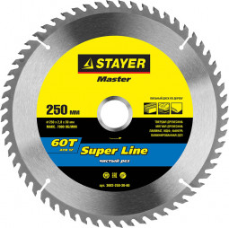 Пильный диск по дереву STAYER 3682-250-30-60