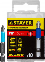 Профессиональные биты STAYER 26203-1-50-10_z01 изготовлены из высококачественной легированной стали и имеют точную геометрию шлицов
