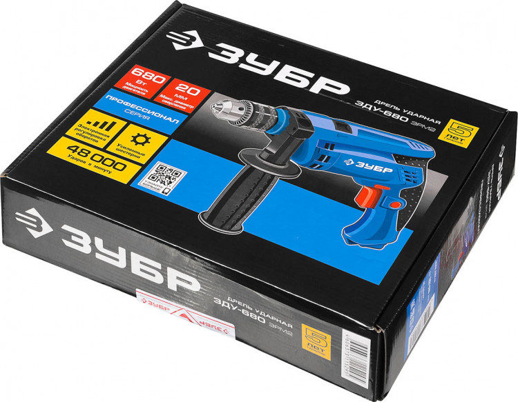 Дрель ударная электрическая ЗУБР ЗДУ-680 ЭРМ2