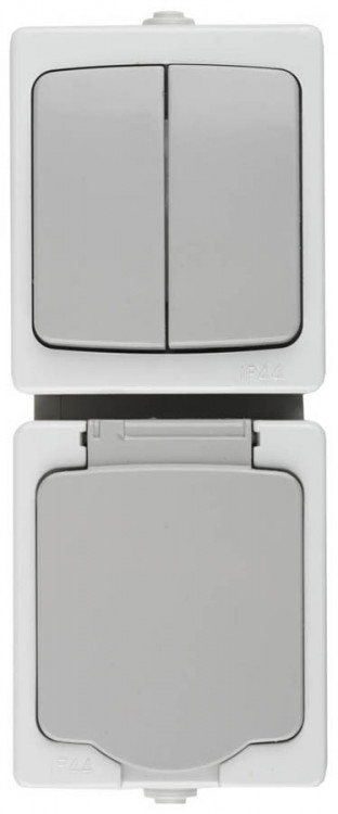 Комплект "АВРОРА": розетка и выключатель двухклавишный СВЕТОЗАР SV-54325-W