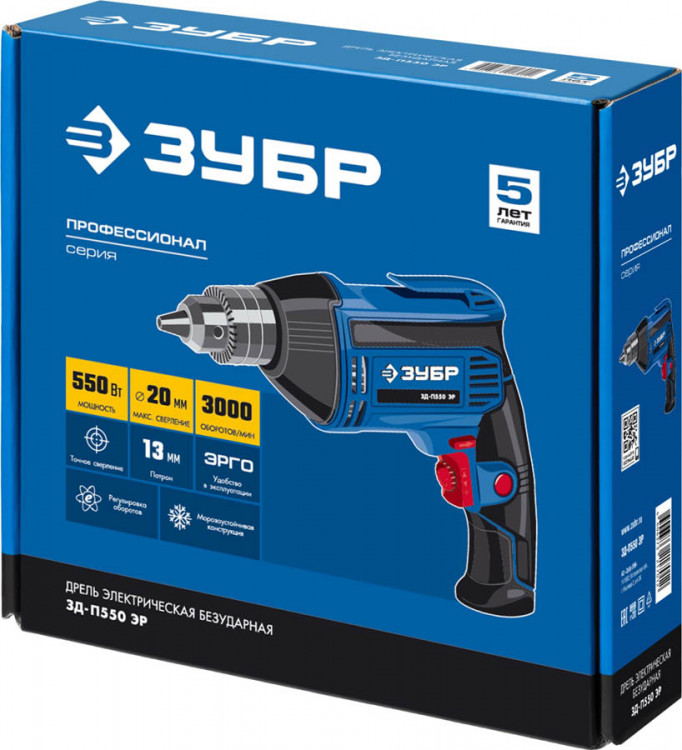 Дрель безударная электрическая ЗУБР ЗД-П550 ЭР