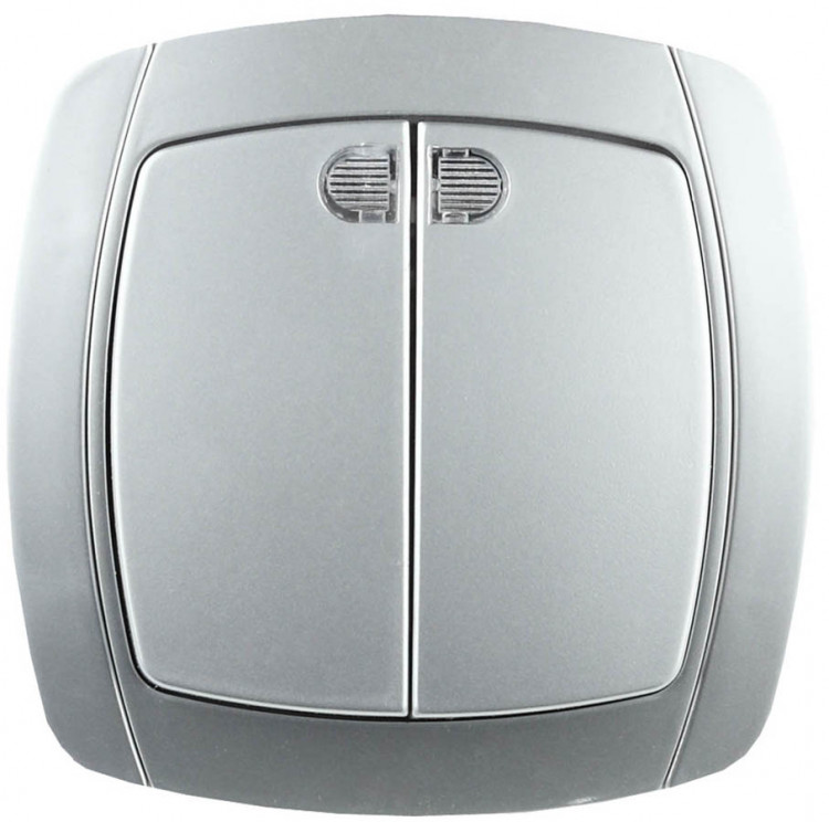 Двухклавишный выключатель с индикатором СВЕТОЗАР АКЦЕНТ SV-54235-SM